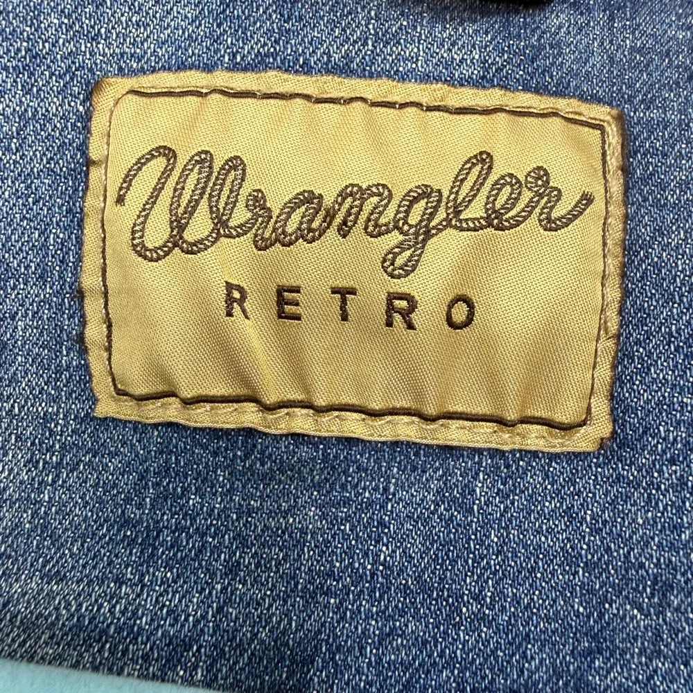 Wrangler Retro Mens Blue Denim Trucker Jacket L Cotton VTG Coat Jean Western